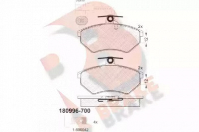 R BRAKE rb0996700 -  Комплект тормозных колодок, дисковый тормоз